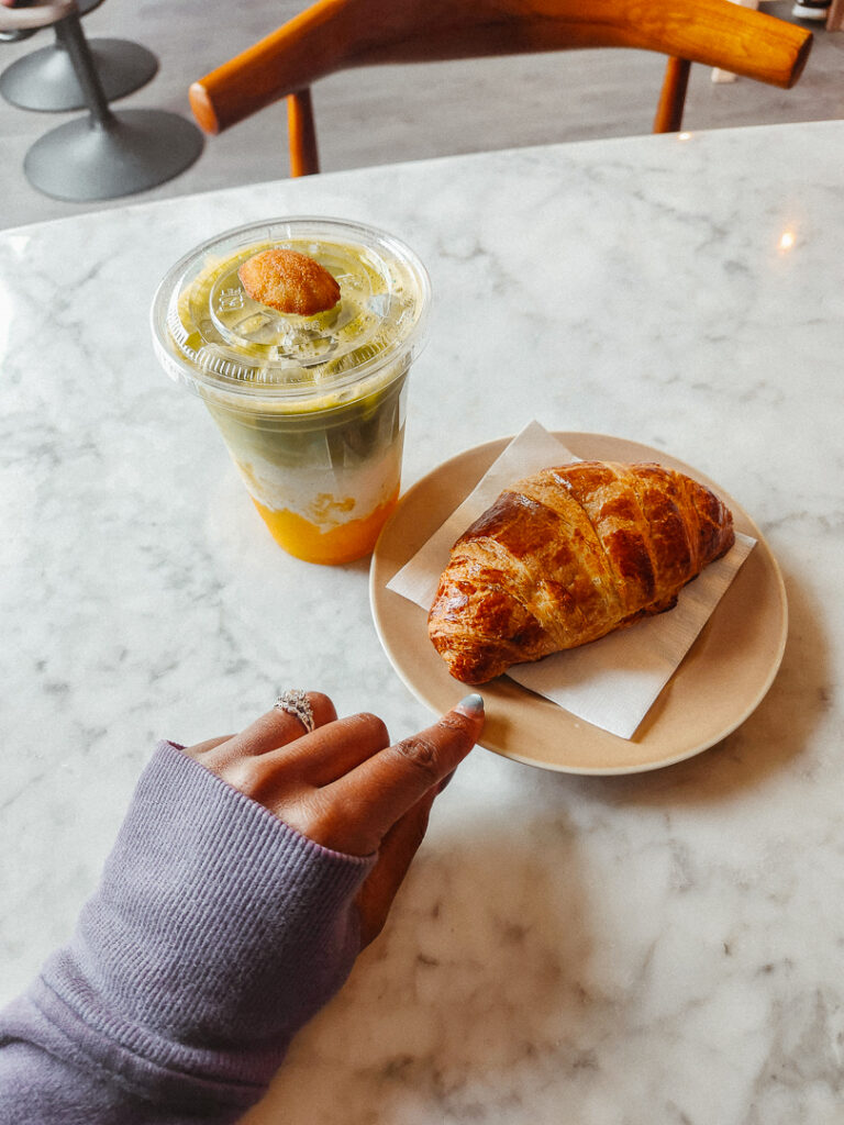 The Finest Iced Mango Matcha Latte at Stae Café in Markham