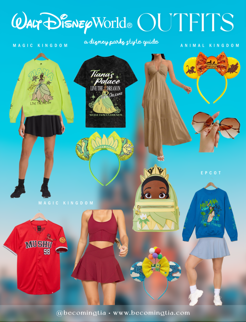 A collage of Disney world outfit ideas.